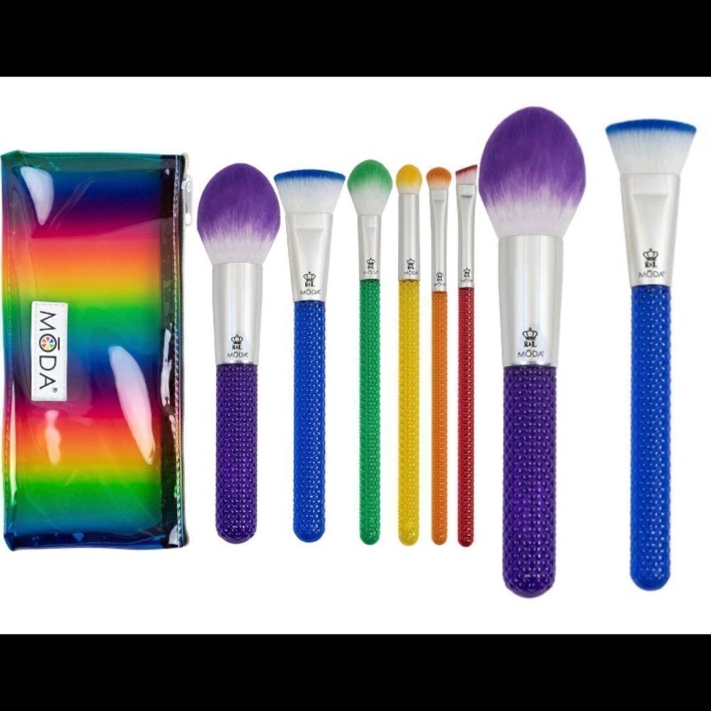 Moda Rainbow Vegan 6 Piece Brush Kit w/ ZIPPER pouch
